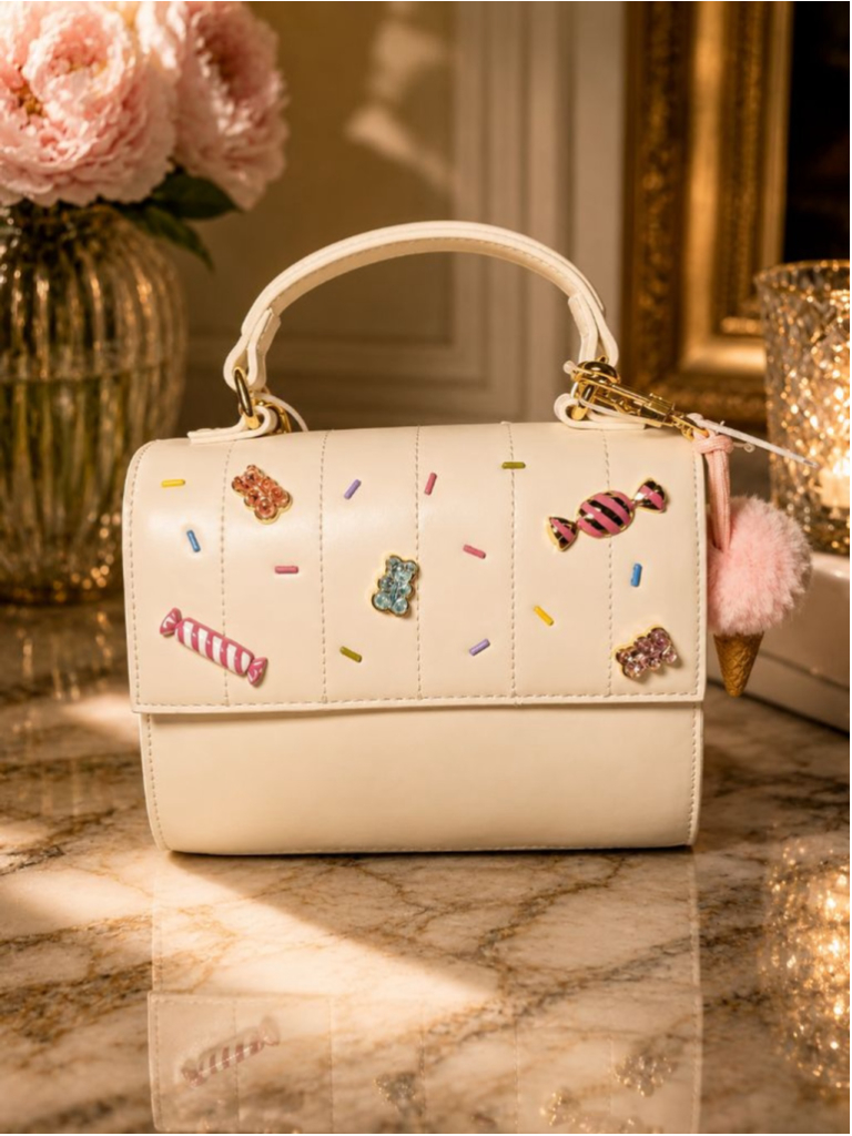 Betsey Johnson Candy And Gummy Bear Crossbody Bag W/ Ice Cream Charm